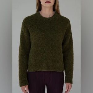 Anthropologie Cloth & Stone  Wool Forest Green Crew Boucle sweater